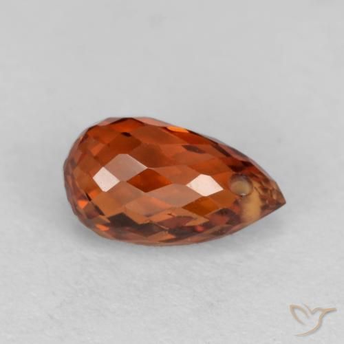 Granato spessartite Rosso Ambra Intenso naturale da 0.93 ct, Taglio briolette, VS