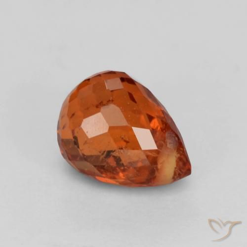 0.97ct Naturale Rosso Ambra Intenso Granato spessartite, Taglio briolette, VS-SI