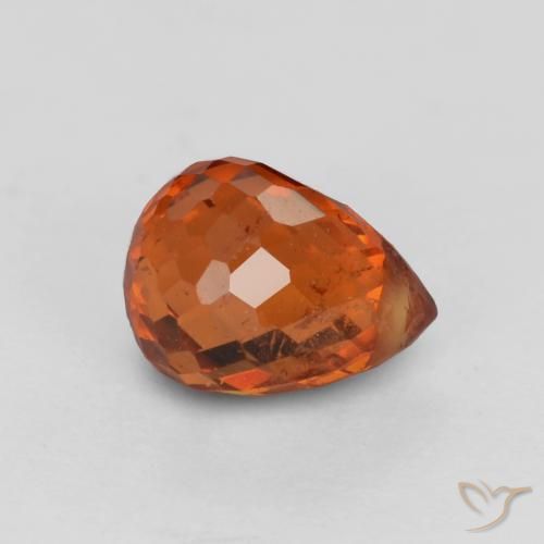 Granato spessartite Rosso Ambra Intenso naturale da 0.97 ct, Taglio briolette, VS-SI