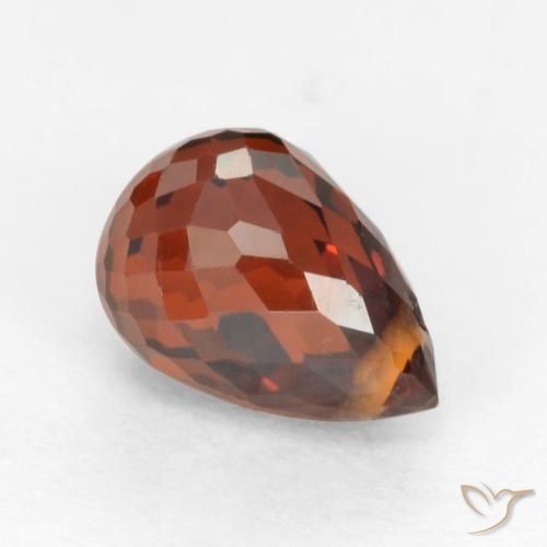 Granato spessartite arancione rossastro intenso naturale da 1,36 ct, briolette, VS