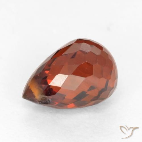 Granato spessartite arancione rossastro intenso naturale da 1,36 ct, briolette, VS