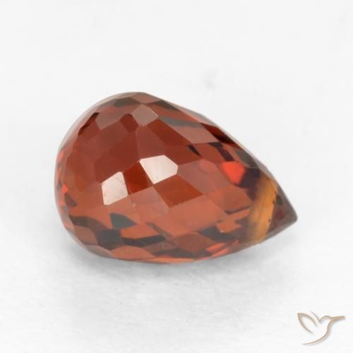 Granato spessartite arancione rossastro intenso naturale da 1,36 ct, briolette, VS