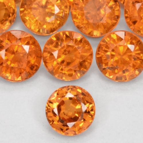 Granato spessartite Arancione rossastra naturale da 0.26 ct, Rotondo, VS
