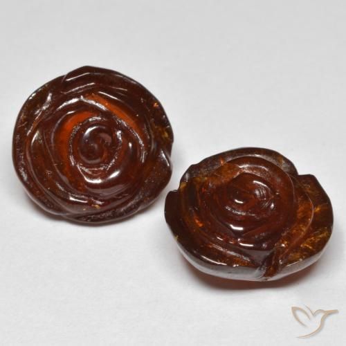 Gemme di Granato spessartite Arancione scuro naturale da 27.81 ct, Taglio a fiore, Traslucido
