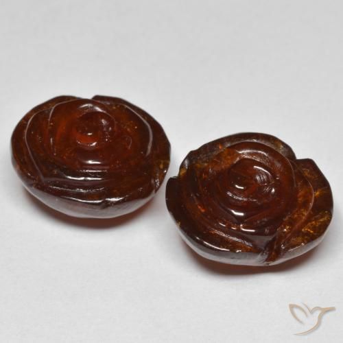 Gemme di Granato spessartite Arancione scuro naturale da 27.81 ct, Taglio a fiore, Traslucido
