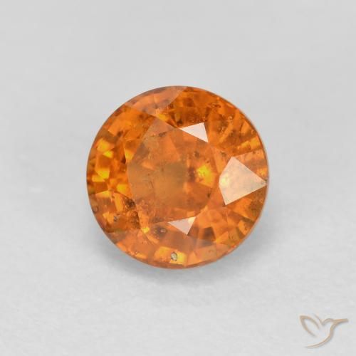 Granato spessartite Arancia Terrosa naturale da 0.56 ct, Rotondo, VS-SI