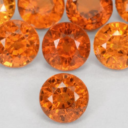 Granato spessartite naturale arancione intenso da 0,57 ct, taglio rotondo, VS