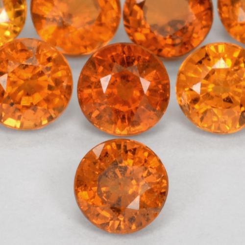 Granato spessartite naturale arancione intenso da 0,57 ct, taglio rotondo, VS