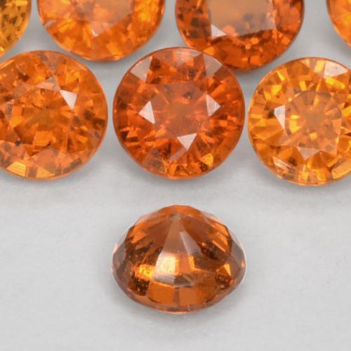 Granato spessartite naturale arancione intenso da 0,57 ct, taglio rotondo, VS