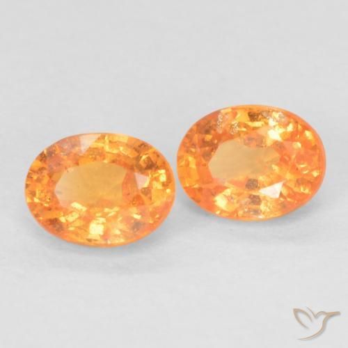 Gemme di Granato spessartite Arancione brillante naturale da 0.53 ct, Ovale, VS-SI