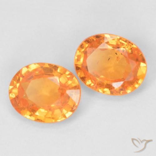 Gemme di Granato spessartite Arancione brillante naturale da 0.85 ct, Ovale, VS