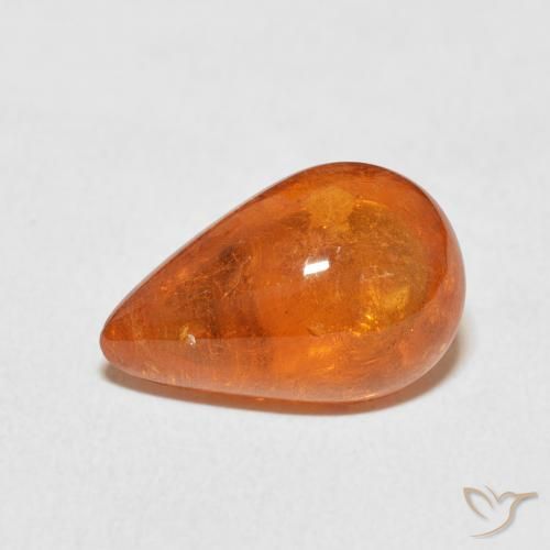 6.49ct Naturale Arancione rossastra Granato spessartite, Forma a pera, Trasparente