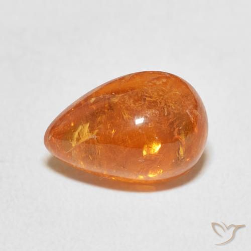 4.09ct Naturale Arancione Ambra Granato spessartite, Forma a pera, Trasparente