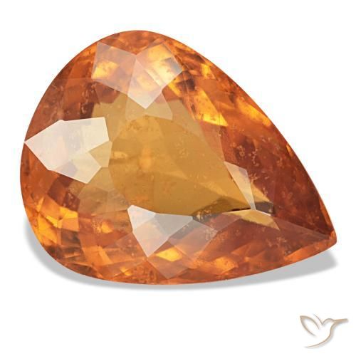 Granato spessartite naturale arancione da 7,66 ct, taglio a pera, VS