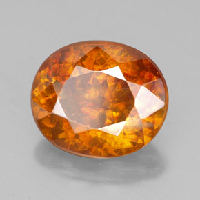 Sfalerite naturale arancione da 7,77 ct, taglio ovale, SI-I1