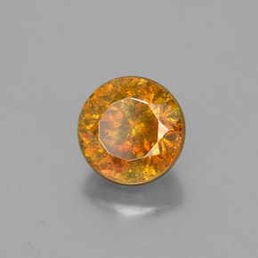 Sfalerite naturale arancione da 1,86 ct, taglio rotondo, SI