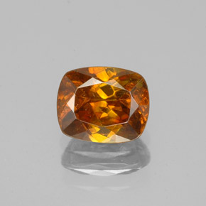 Sfalerite naturale arancione da 1,25 ct, taglio a cuscino, VS-SI