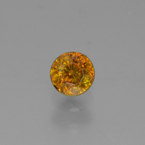 Sfalerite naturale oro da 0,40 ct, taglio rotondo, VS-SI