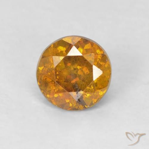 0.56ct Naturale Arancione scuro Sfalerite, Rotondo, SI-I1