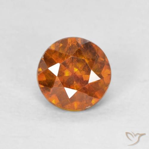 Sfalerite Medium Dark-Orange naturale da 0.56 ct, Rotondo, SI-I1
