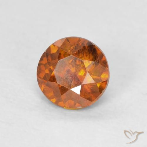 Sfalerite Medium Dark-Orange naturale da 0.56 ct, Rotondo, SI-I1