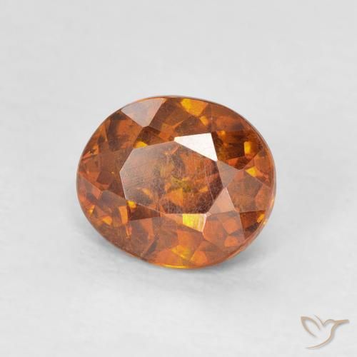 Sfalerite Medium Dark-Orange naturale da 1.28 ct, Ovale, SI-I1