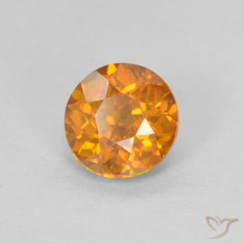 Sfalerite Arancio Medio naturale da 0.57 ct, Rotondo, SI-I1