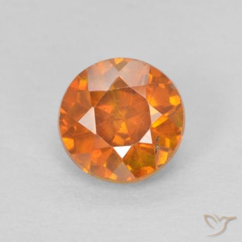 0.81ct Naturale Arancione brillante Sfalerite, Rotondo, SI-I1, Photo A