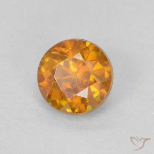 Sfalerite Arancio Medio naturale da 0.38 ct, Rotondo, SI-I1