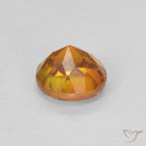 Sfalerite Arancio Medio naturale da 0.38 ct, Rotondo, SI-I1