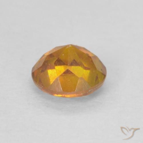 Sfalerite Arancio Medio naturale da 0.42 ct, Rotondo, SI-I1