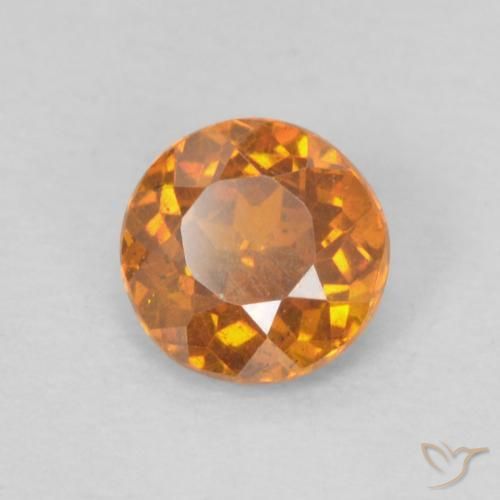 Sfalerite Arancio Medio naturale da 0.38 ct, Rotondo, SI-I1