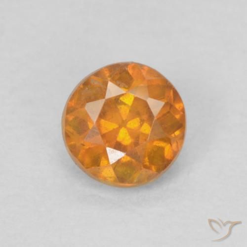 0.22ct Naturale Arancio Medio Sfalerite, Rotondo, SI-I1
