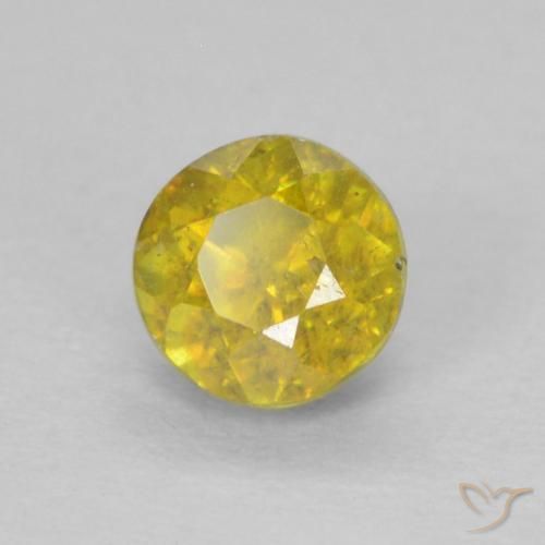 Sfalerite Giallo cibernetico naturale da 0.55 ct, Rotondo, VS-SI