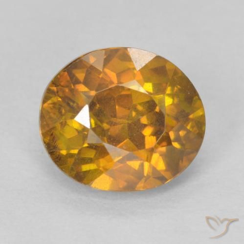 1.43ct Naturale Marrone dorato Sfalerite, Ovale, VS-SI