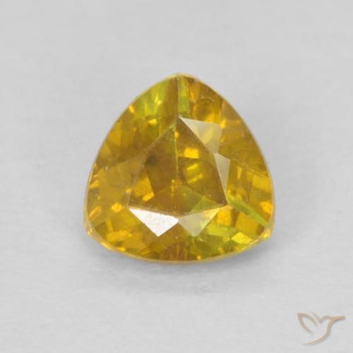 0.45ct Naturale Arancione-Oro Sfalerite, Taglio trillion, VS-SI