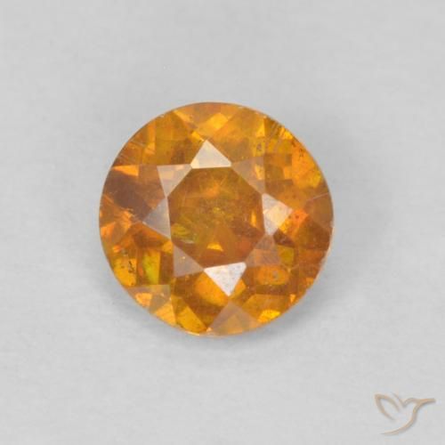 0.48ct Naturale Albicocca Arancia Sfalerite, Rotondo, SI-I1