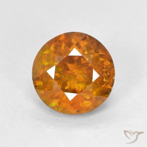 1.94ct Naturale Arancio Medio Sfalerite, Rotondo, I1