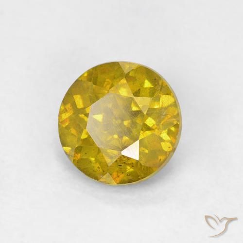 Sfalerite Giallo medio naturale da 0.91 ct, Rotondo, VS-SI