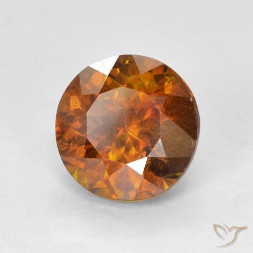Sfalerite Medium Dark-Orange naturale da 2.27 ct, Rotondo, SI-I1