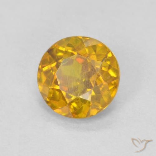 Sfalerite Arancione-Oro naturale da 0.44 ct, Rotondo, SI-I1