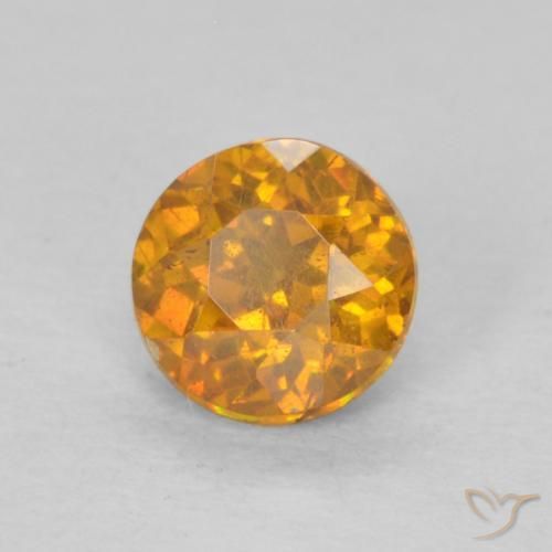 Sfalerite Arancio intenso-OroG naturale da 0.51 ct, Rotondo, SI-I1