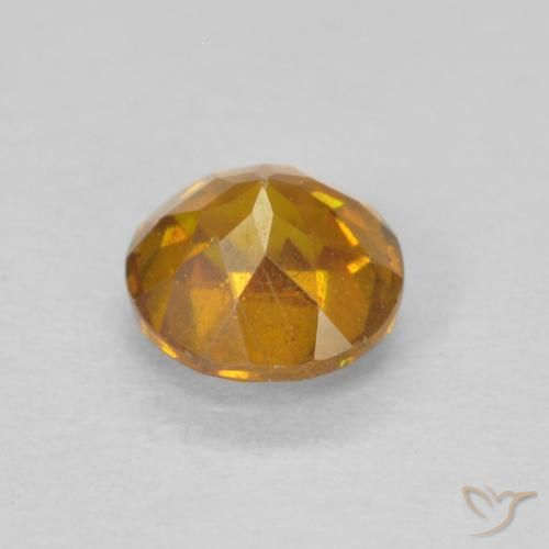 Sfalerite Arancio intenso-OroG naturale da 0.51 ct, Rotondo, SI-I1