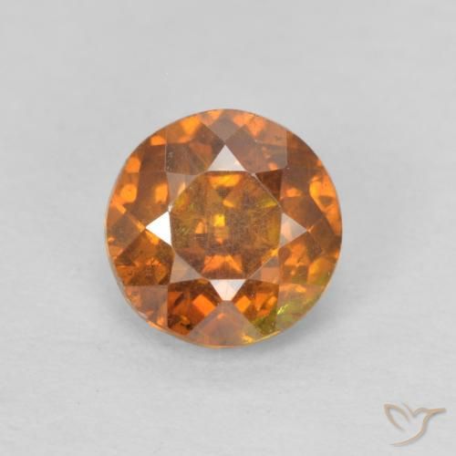 0.82ct Naturale Arancio Medio Sfalerite, Rotondo, SI-I1
