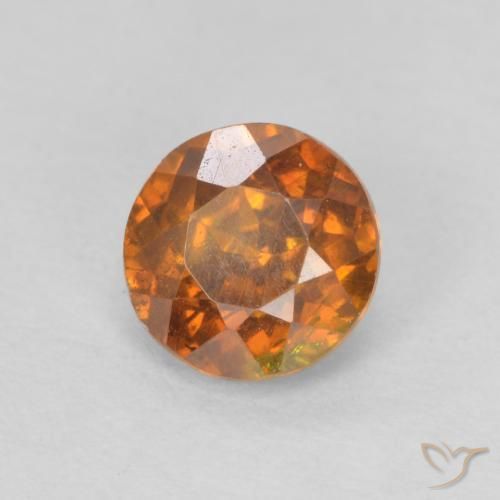 Sfalerite Arancio Medio naturale da 0.82 ct, Rotondo, SI-I1