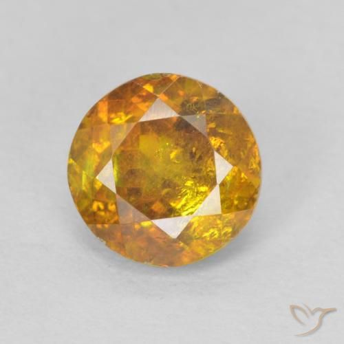 1.24ct Naturale Marrone dorato Sfalerite, Rotondo, SI-I1