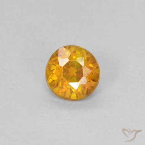 0.25ct Naturale Arancio-Oro Sfalerite, Rotondo, SI-I1