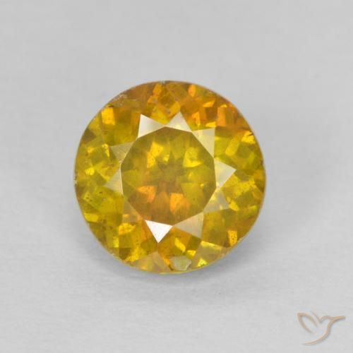 Sfalerite Arancione-Oro naturale da 1.29 ct, Taglio rotondo, SI-I1