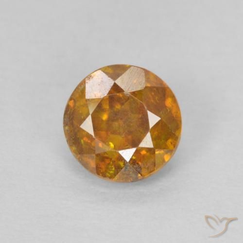 0.59ct Naturale Arancio intenso-OroG Sfalerite, Rotondo, SI-I1