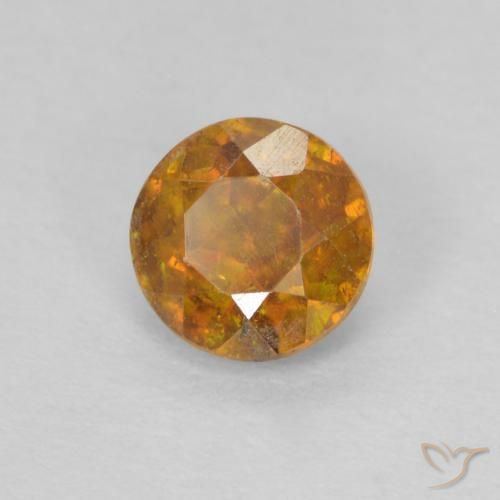 Sfalerite Arancio intenso-OroG naturale da 0.59 ct, Rotondo, SI-I1